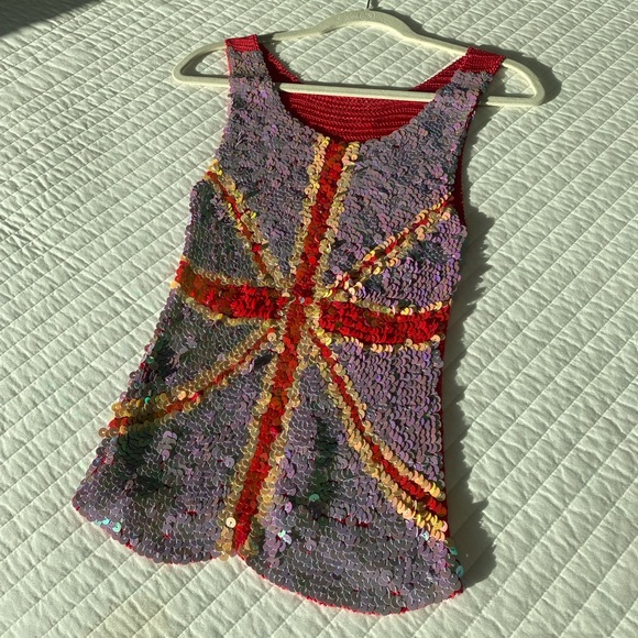 Vintage Tops - Sequin Union Jack Tank Top
